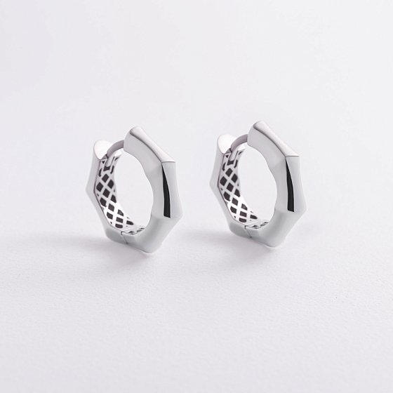 Серьги - кольца "Selesta" в белом золоте mini с09565