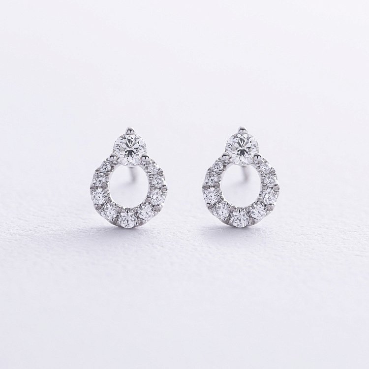 Золоті сережки - пусети "Крапельки" з діамантами сб0499nl від ювелірного магазину Онікс - 2