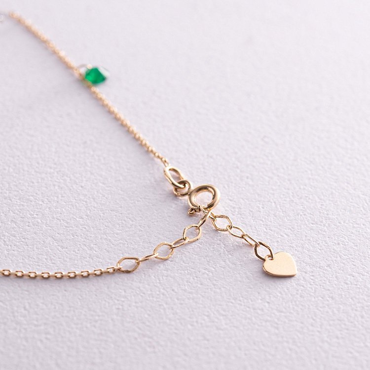 Браслет в желтом золоте (зеленые и белые фианиты) б05138 от ювелирного магазина Оникс - 4