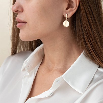 Серьги "Давина" в желтом золоте (фианиты) с07558 №3