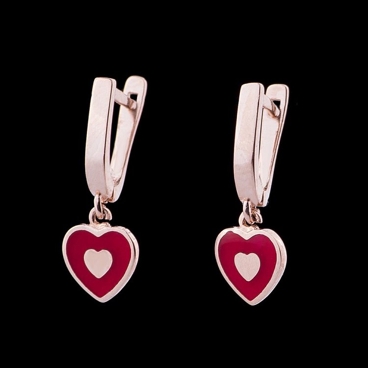 Золотые сережки "Сердечки" с04792к от ювелирного магазина Оникс - 1