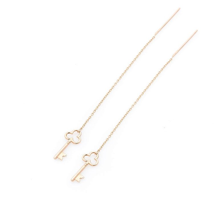 Золотые серьги-протяжки "Ключики" с05435 от ювелирного магазина Оникс