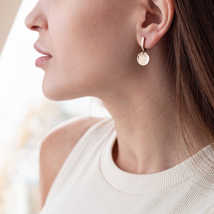 Сережки "Сонячні зайчики" в червоному золоті с06749 від ювелірного магазину Онікс - 3