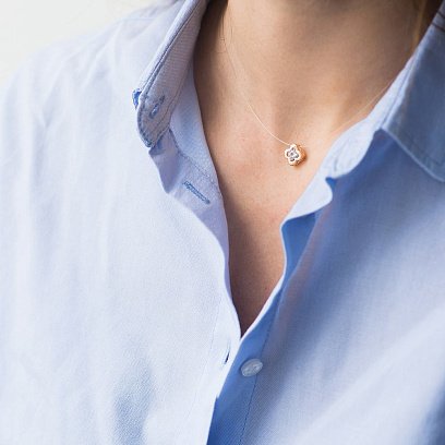 Золотое колье на леске "Клевер" кол01083 №2