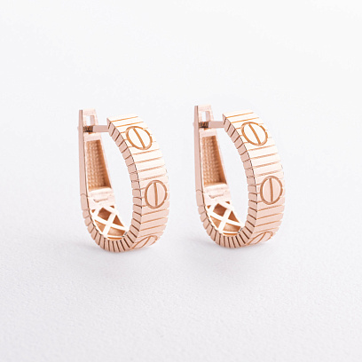 Сережки "Love" у червоному золоті с09646