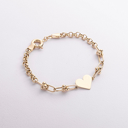 Браслет "Сердечко" у жовтому золоті б05642