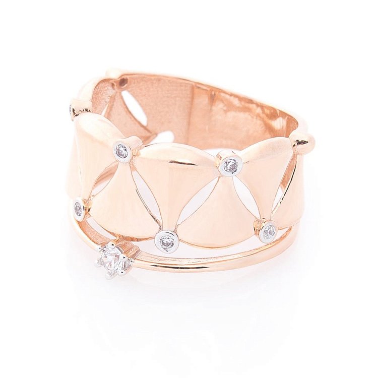 Ексклюзивний золотий перстень з фіанітами к05900 від ювелірного магазину Онікс - 1