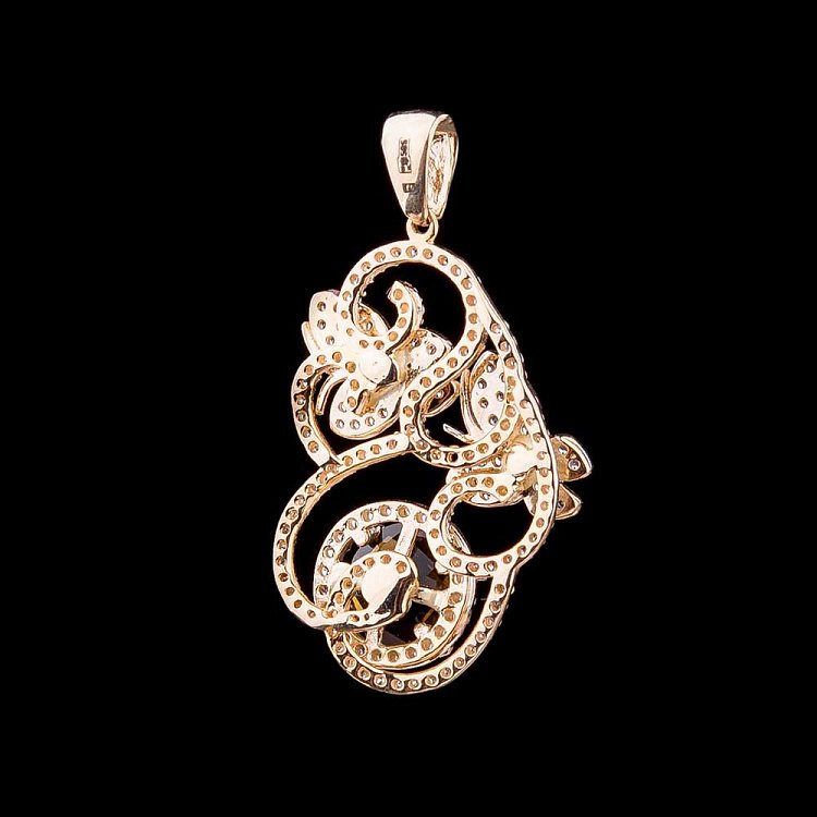 Золота підвіска "Метелики" з фіанітами п02224 від ювелірного магазину Онікс - 2