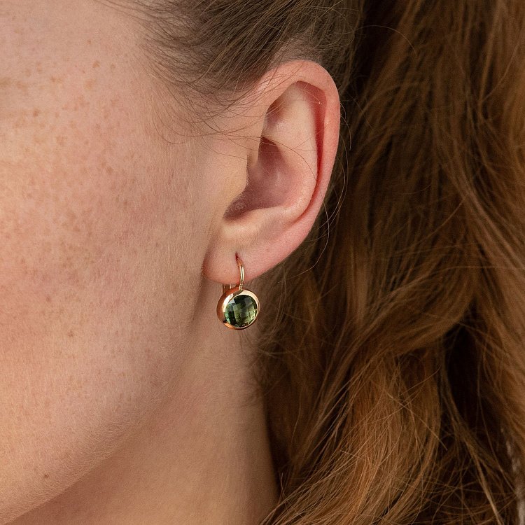 Золотые серьги с зелеными фианитами с07462 от ювелирного магазина Оникс - 2