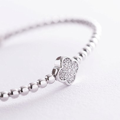 Золотой браслет с клевером (фианит) б04125 №3