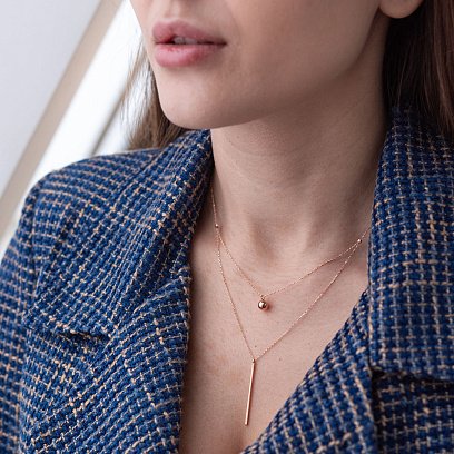 Подвійне золоте кольє "Хлоя" з кулькою кол01864 №2