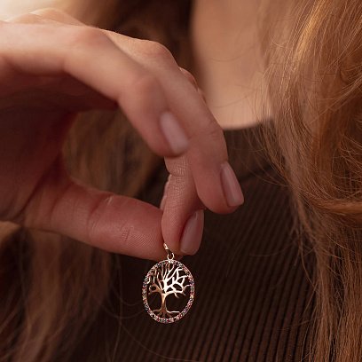 Золотой кулон "Древо жизни" с фианитами п03654 №4