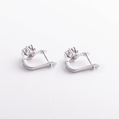 Серебряные серьги "Цветочки" с фианитами 123548 №2