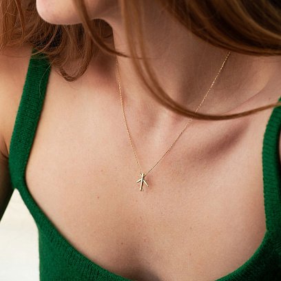 Золоте кольє "Літак" з фіанітом кол02455 №2