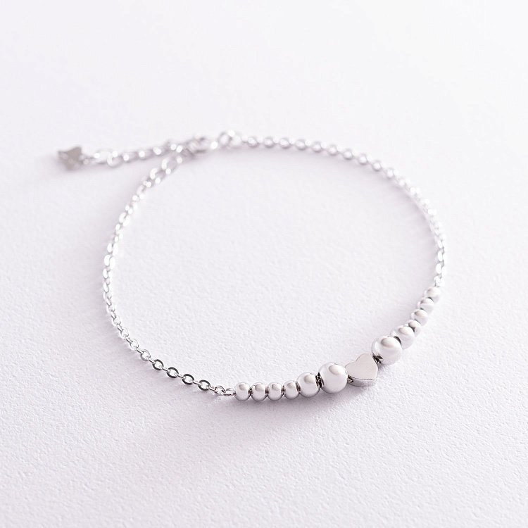 Серебряный браслет с сердечком 141306 от ювелирного магазина Оникс - 3