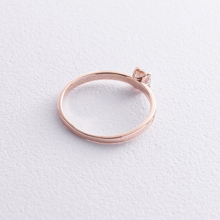 Золота заручальна каблучка "Сердечко" (фіаніти) к07598 від ювелірного магазину Онікс - 2