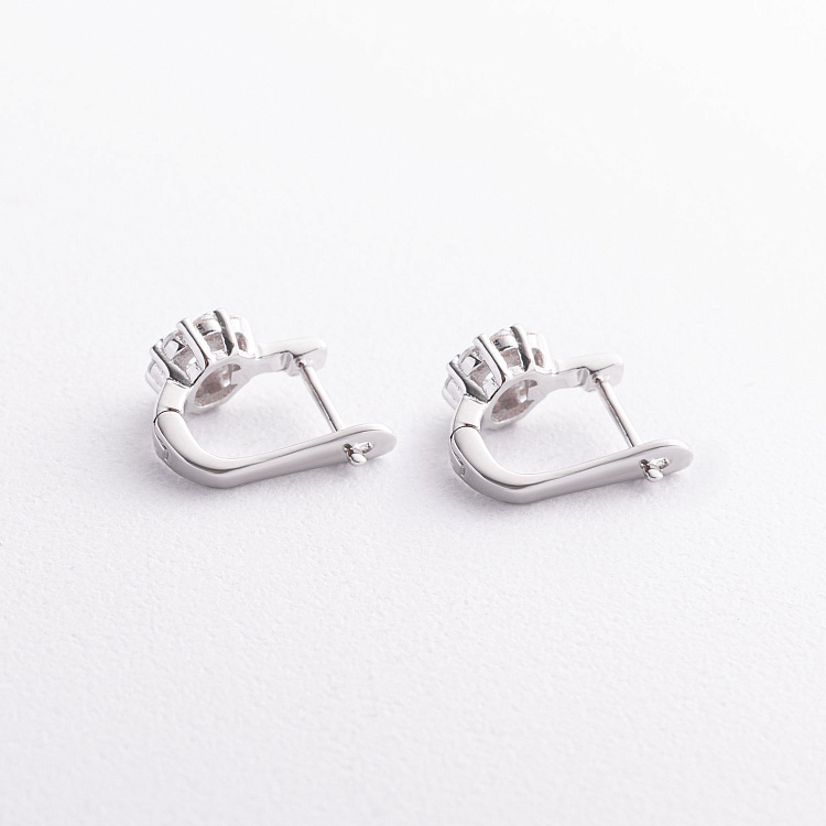 Серебряные серьги "Цветочки" с фианитами 123548 от ювелирного магазина Оникс - 1