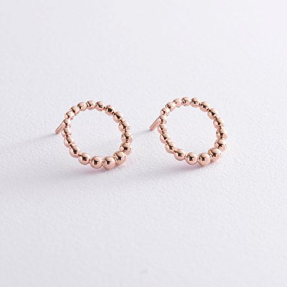 Сережки - пусети "Легкість" в червоному золоті с06921