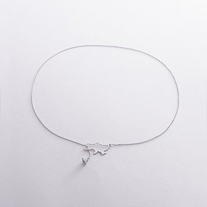 Золоте кольє - краватка "Карта України" (куб. цирконій Swarovski у формі серця) ﻿4050б №4
