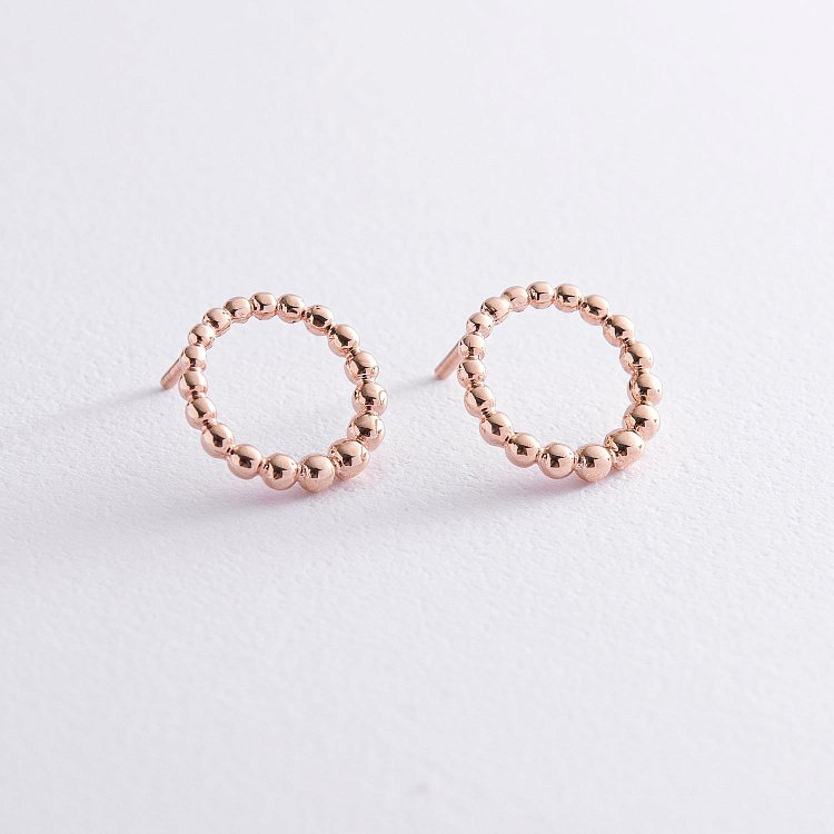 Сережки - пусети "Легкість" в червоному золоті с06921 від ювелірного магазину Онікс