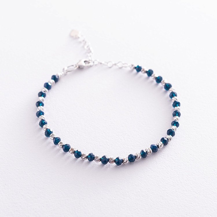 Срібний браслет зі штучним лазуритом 141515 від ювелірного магазину Онікс