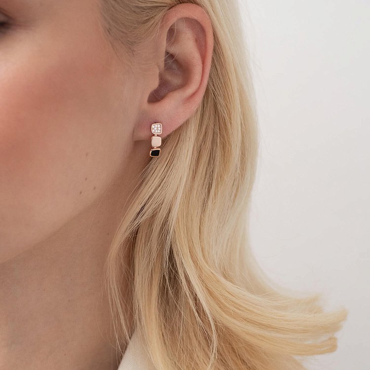 Золотые серьги с фианитами и эмалью 420400е от ювелирного магазина Оникс - 2