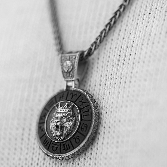 Срібний кулон "Знак зодіаку Лев" з ебеном 1041лев №4