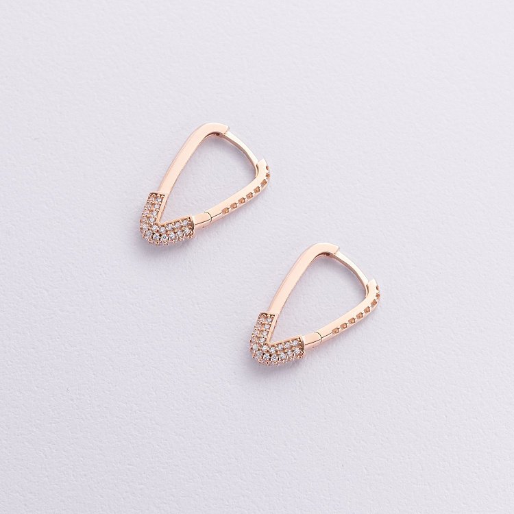 Золоті сережки "Шпильки" (білі фіаніти) с09116 від ювелірного магазину Онікс