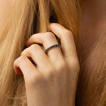 Золота каблучка з доріжкою каменів (сапфіри) кб0483nl №11