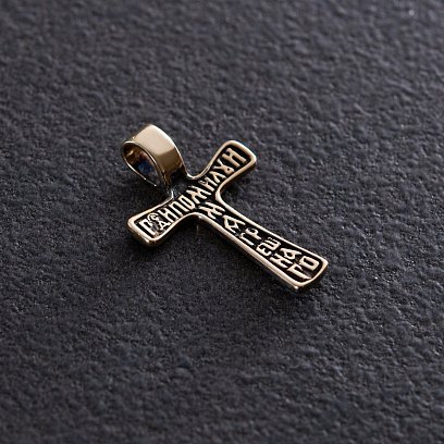 ﻿ Хрестик у жовтому золоті (чорніння) п03875 №4