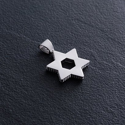 Кулон "Зірка Давида. Символ CHAI" у сріблі (фіаніти) 1118с №5