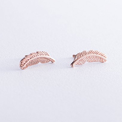 Золотые серьги - пусеты "Перышки" с07903