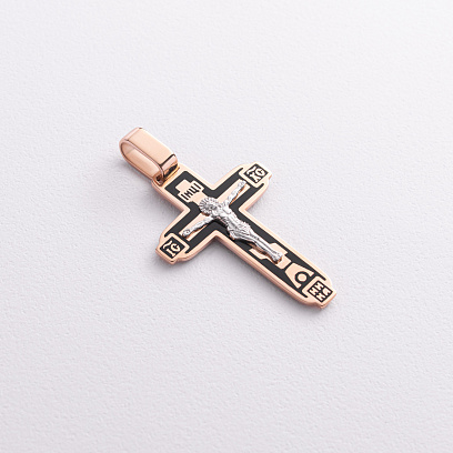 Православный золотой крест "Распятие" (эмаль) 250070Е