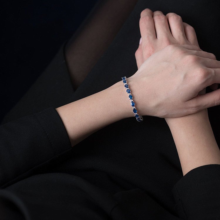 Золотой браслет с бриллиантами и сапфирами бб0011gl от ювелирного магазина Оникс - 3