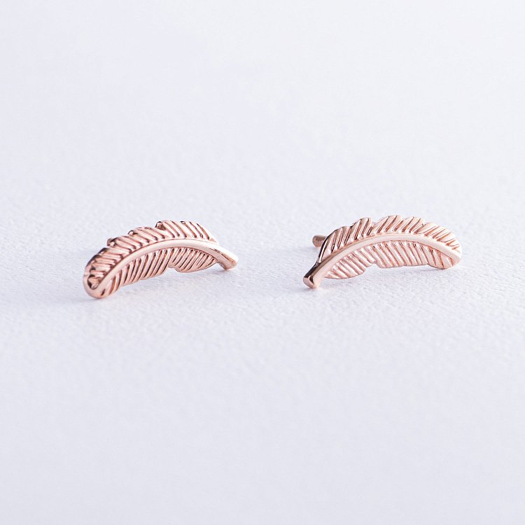 Золотые серьги - пусеты "Перышки" с07903 от ювелирного магазина Оникс