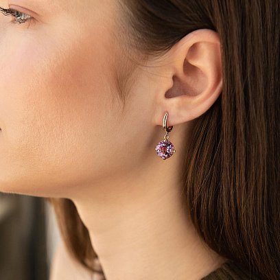 Золоті сережки "Захоплення" з аметистом с05299 №2