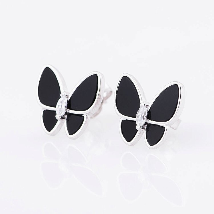 Срібні сережки-пусети "Метелики" 122004 від ювелірного магазину Онікс