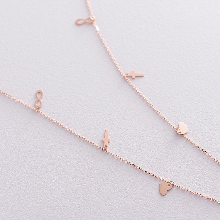 Колье "Верь надейся люби" с фианитом в красном золоте кол01831 от ювелирного магазина Оникс - 2