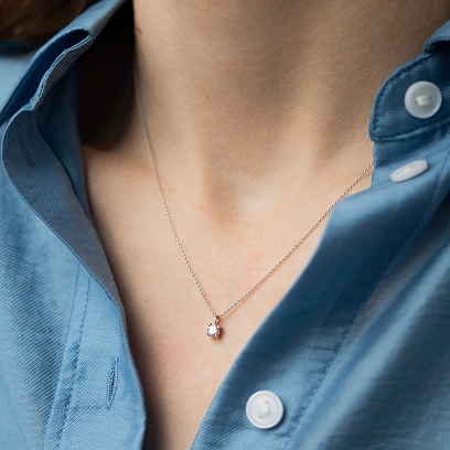 Золотое колье с бриллиантом колб0174у №4