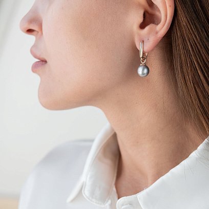 Золотые серьги с жемчугом с07530 №2