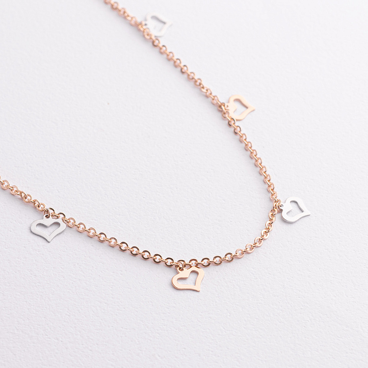 Золотой браслет на ногу "Сердечки" б02134 от ювелирного магазина Оникс - 2