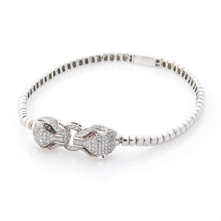 Золотой браслет "Пантеры" с фианитами б02701 от ювелирного магазина Оникс