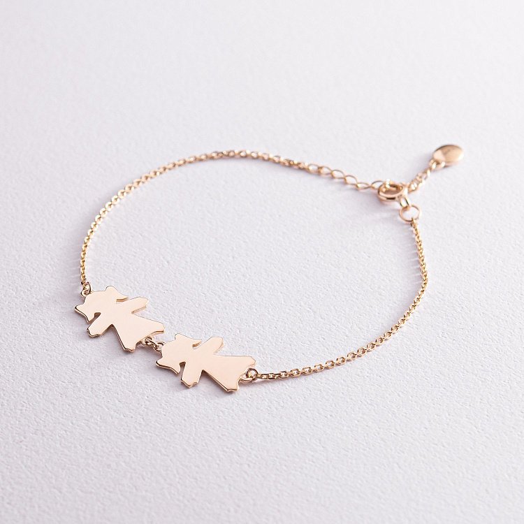 Браслет "Две девочки" в желтом золоте (возможна гравировка) з2088ж от ювелирного магазина Оникс