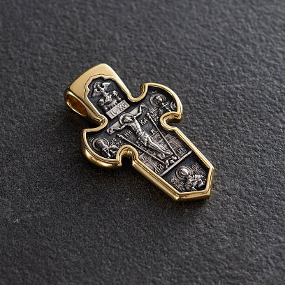 Серебряный крестик с позолотой "Распятие. Архангел Михаил" 131746 №3