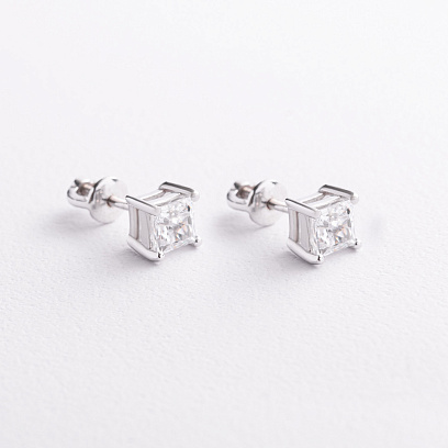 Срібні сережки - пусети з фіанітами 2681/1р-CZ №2