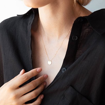 Колье "Монетка" в желтом золоте (возможна гравировка) кол01700 №3