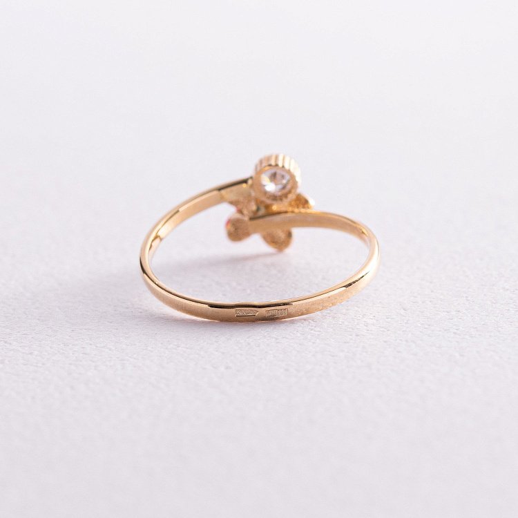 Детское золотое колечко Цветочек с фианитом к03457 от ювелирного магазина Оникс - 2