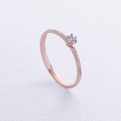 Заручальна каблучка з діамантами (червоне золото) 229332421