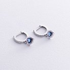 Золоті сережки - кільця "Сердечки" (сапфіри, діаманти) сб0532gl от ювелирного магазина Оникс - 2