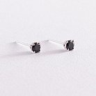 Срібні сережки - пусети з чорними фіанітами 123181 от ювелирного магазина Оникс